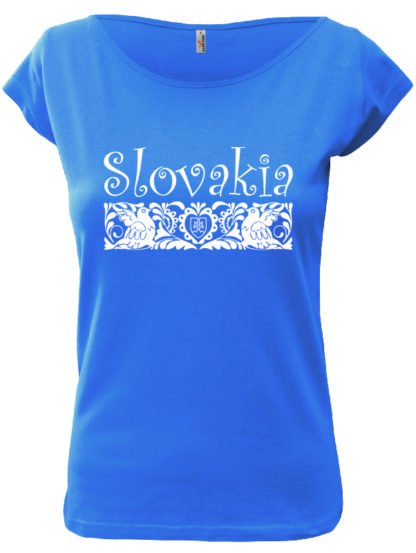 Dámske tričko Slovakia Elegance Folk - modré