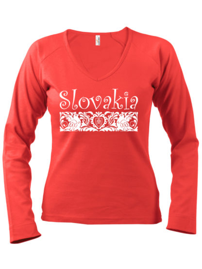 Dámske tričko Slovakia Folk - červené